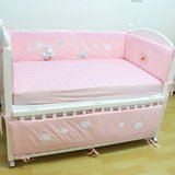 可爱兔韩国婴儿床围八件套床上用品套件001玉兔床围床品136*74