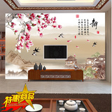 中式水墨客厅沙发电视背景墙壁纸无缝墙布3D江南墙纸立体大型壁画