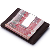德国Modern创意金属钱夹男短款 卡夹超薄真皮钱包钞票夹 信用卡套