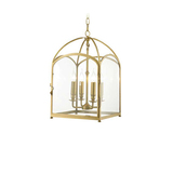 新中式玻璃灯罩4头蜡烛头全铜吊灯 北欧欧式美式别墅客厅餐厅灯