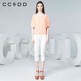 CCDD2016夏装新款专柜正品女宽松休闲雪纺衬衫纯色甜美蝴蝶袖上衣
