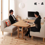 日式简易小户型 单人双人实木布艺咖啡厅甜品店卡座沙发桌椅组合