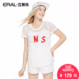 艾莱依韩版圆领短款雪纺衫女2016春装新款蕾丝上衣ERAL31048-EXAC