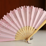 【珍藏】江户日式折扇 日本和风扇子 纯手工刺绣 樱花瓣 烤漆 粉