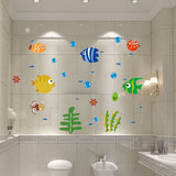 可爱墙贴小鱼卧室温馨墙壁贴纸卫生间装饰玻璃贴画浴室防水瓷砖贴