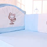 小硕士婴儿床品 宝宝床四件套纯棉床上用品套件 bb床上用品 粉红