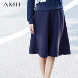 Amii[极简主义]2015秋冬新品优雅针织A字纯色半身中裙11571549