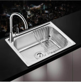 加厚304不锈钢水槽大小拉丝单槽 厨房洗手洗菜盆洗碗池 一体水盆