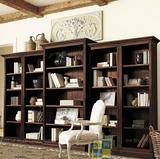 现代简约美式实木组合大书柜书橱柜书架定做上海实木别墅书房家具