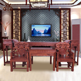 红木家具 刺猬紫檀中堂六件套 实木中式客厅供台桌条案条几八仙桌