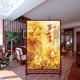 中式现代屏风时尚卧室客厅 玄关隔断 实木镂空 单扇座屏 家和富贵