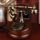 老式古董仿古电话机实木欧式田园客厅家用电话复古旋转盘拨号座机