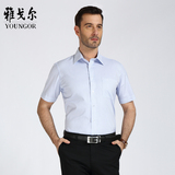 Youngor/雅戈尔短袖衬衫正品男士商务休闲棉免烫条纹正装半袖衬衣