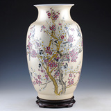 景德镇陶瓷器 喜上眉梢粉彩金色花瓶冬瓜瓶 现代家居装饰摆件大号