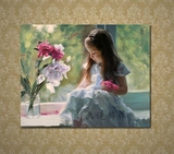纯手绘儿童人物油画欧式肖像画唯美清纯小女孩儿童房装饰画定制