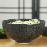 出口日本家用陶瓷碗 大号螺纹汤碗 黑色牛肉拉面碗 个性日式大碗