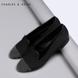 CHARLES&KEITH平底鞋 CK1-70380392 小钻铆钉马蹄跟单鞋