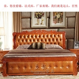 欧式实木床橡木床白色1.8米法式双人床1.5米高箱储物床皮艺软靠床