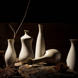 粗陶花器手工创意陶瓷小花插摆件个性办公桌茶几家居软装水培花瓶