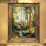 纯手绘欧式古典风景油画客厅办公室有框装饰画别墅玄关树林景挂画