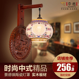 中式陶瓷壁灯 古典实木宜家LED床头灯 茶楼会所走廊过道装饰壁灯