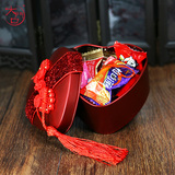 创意婚礼喜糖礼盒红色流苏中国结爱心型DIY喜糖礼盒含6粒糖成品装