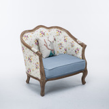 欧式实木沙发单人围椅现代中式复古风格双人三人客厅卧室休闲椅