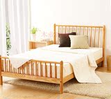 橡木床北欧日式宜家风格家具实木床 简约时尚双人床全实木橡木床