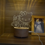 3D木质LED可爱卡通床头台灯helloKitty创意生日礼物女孩儿童闺蜜