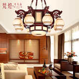 中式吊灯led客厅灯大气实木圆形复式楼别墅餐厅灯饰古典陶瓷灯具