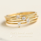 Ree*s hand made。第一颗钻石。18k黄金 天然南非钻石戒指