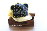 外贸日单男女宝宝刺绣儿童帽子 黄色熊耳朵款儿童网帽 鸭舌帽