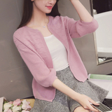 2016初秋新品韩版女装短款披肩大码小外套圆领针织衫女开衫打底衫
