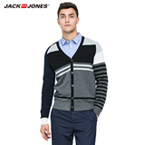 JackJones杰克琼斯秋男商务羊毛条纹开衫针织衫E|215324024