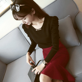 2015春秋韩版女装毛衣修身套头打底衫低领短款百搭长袖女针织衫