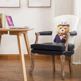 美式休闲实木椅扶手单人复古咖啡椅欧式家用餐厅卧室书房书桌椅子