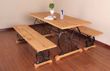欧美式复古铁艺实木餐桌椅组合创意工作台办公桌饭店餐桌loft家具