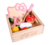 女孩生日礼物 木质磁性木盒水果Hello Kitty 切切乐过家家玩具