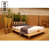 新中式现代简约老榆木实木1.5米1.8米双人大床免漆床原木禅意婚床