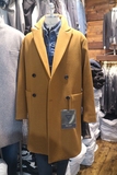 韩国东大门进口男装代购新款冬装保暖高档次气质修身黄色毛呢大衣
