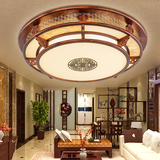 现代中式客厅灯实木卧室吸顶灯LED木艺中式灯橡木中式圆形吸顶灯