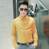 男士长袖衬衫2016春装新款 韩版修身上衣 纯棉商务衬衣男