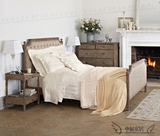 美式乡村实木床复古做旧橡木软包实木双人床 卧室1.5米欧式床定制