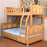 全实木榉木子母床实木儿童床上下床双层床高低床上下铺母子床储物