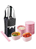 日本直邮代购 象印保温桶便当饭盒 粉色三层含收纳袋