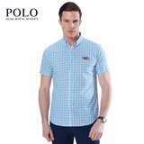 美国皇家保罗POLO男装新款夏装纯棉格子长袖衬衫男休闲上班衬衣