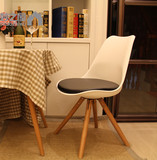 郁金香实木创意餐椅休闲椅eames伊姆斯椅简约创意餐厅电脑办公椅