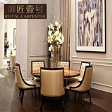 御匠壹号 新古典 简美 餐厅家具组合 桌面艺术拼花 实木圆餐桌