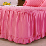 纯棉公主风单件加棉加厚夹棉床单纯色床罩1.5m1.8米床裙三四件套