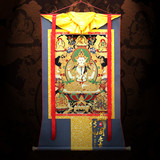 藏传阁 密宗西藏式四臂观音唐卡画织锦佛像刺绣菩萨像尼泊尔画像